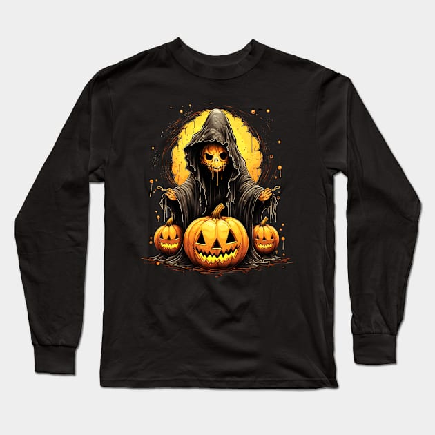 Eerie Halloween Ghoul Art Long Sleeve T-Shirt by Captain Peter Designs